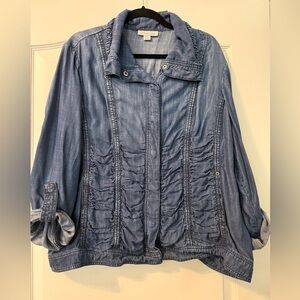 Coldwater Creek Blue Ruched Front Jean Jacket